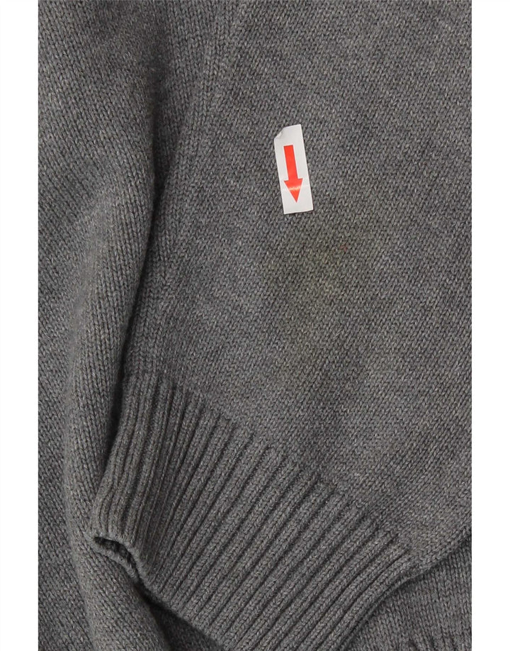 Gant Mens Zip Neck Jumper Sweater Large Grey Cotton
