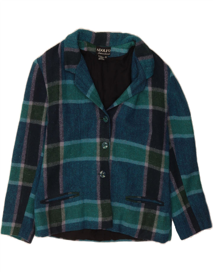 VINTAGE Womens Oversized 3 Button Blazer Jacket UK 10 Medium  Blue Check Vintage Vintage and Second-Hand Vintage from Messina Hembry 
