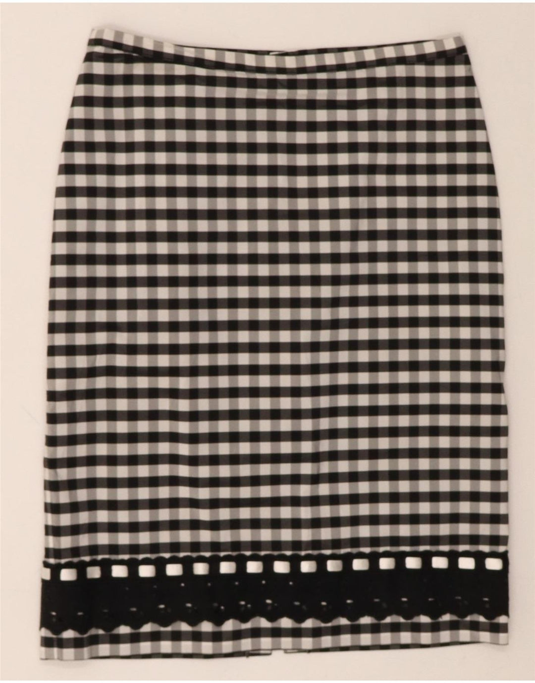 VINTAGE Womens Straight Skirt W28 Medium Black Gingham Vintage Vintage and Second-Hand Vintage from Messina Hembry 