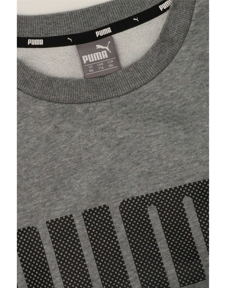 Puma Mens Graphic Sweatshirt Jumper 2XL Grey Flecked