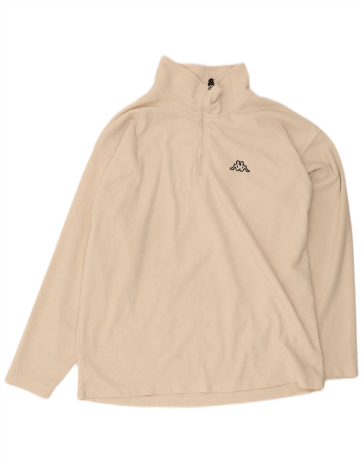 Kappa Herren-Fleecepullover mit Reißverschluss, 2XL, Beige, Polyester