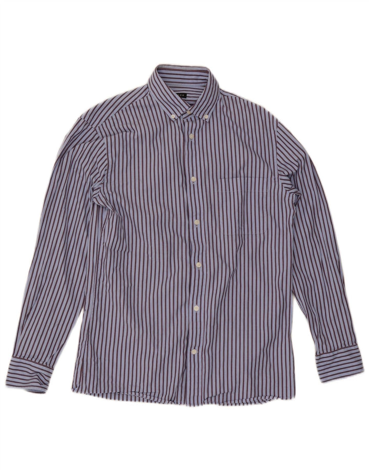 Jaeger Mens Shirt Small Blue Pinstripe Cotton