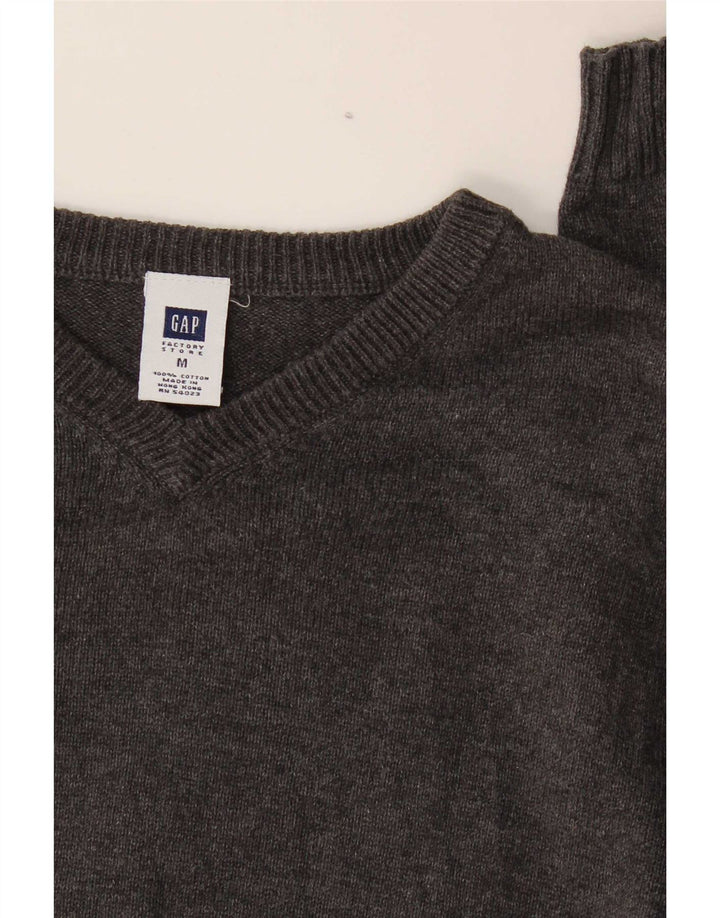 Gap Mens V-Neck Jumper Sweater Medium Grey Cotton