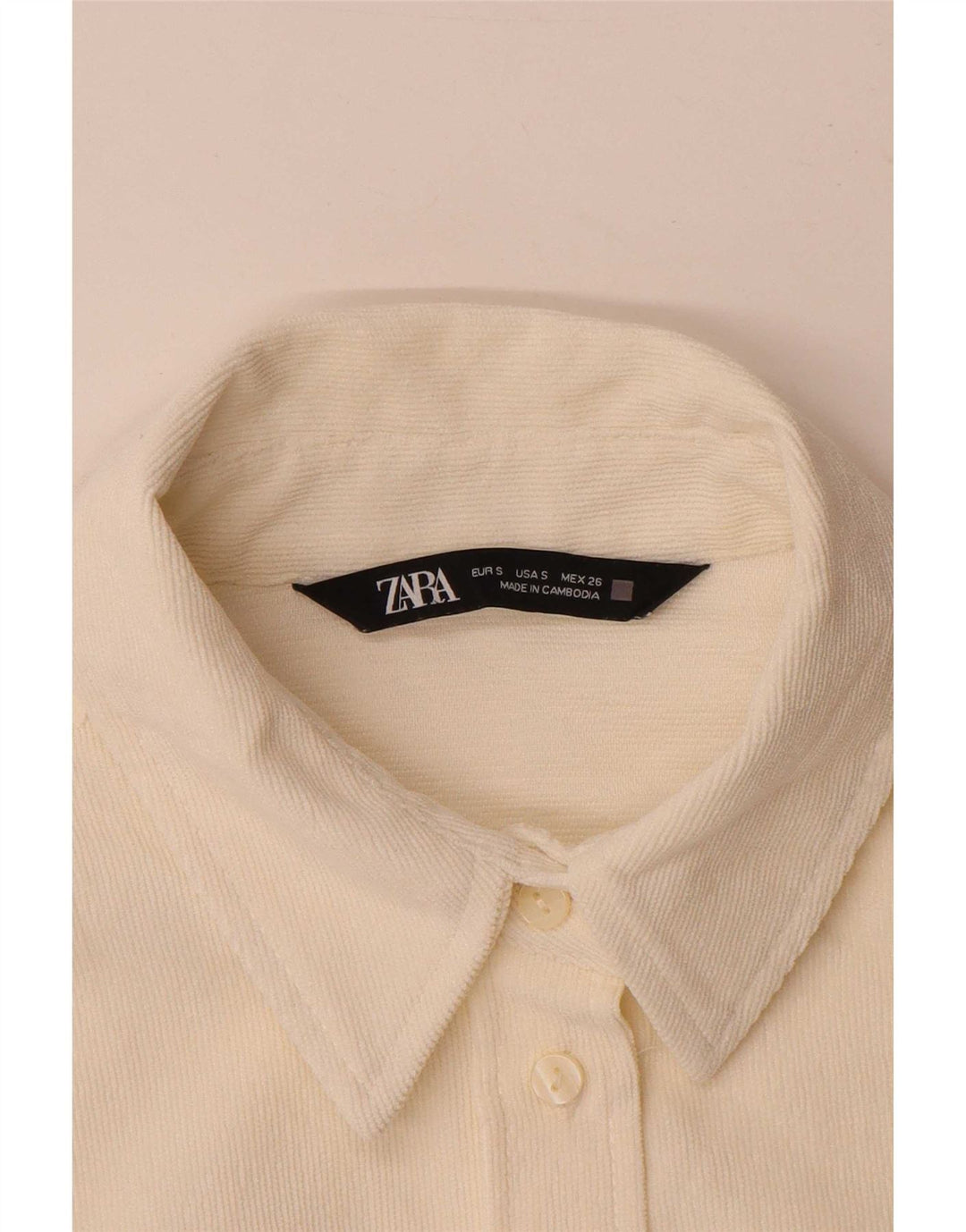 Zara Γυναικείο πουκάμισο Oversized UK 10 Small Off White Polyester