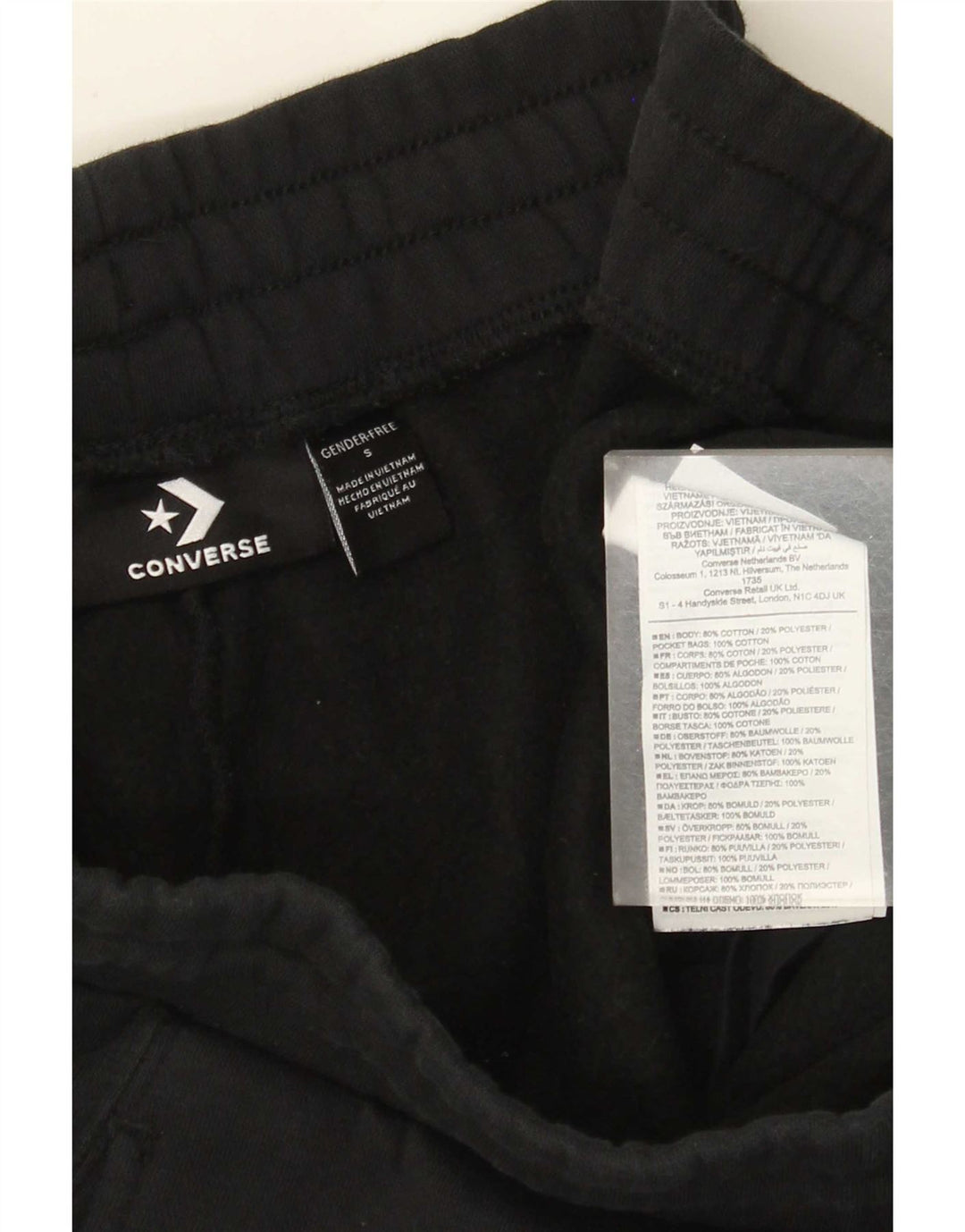 Converse Mens Graphic Tracksuit Trousers Joggers Small  Black Cotton
