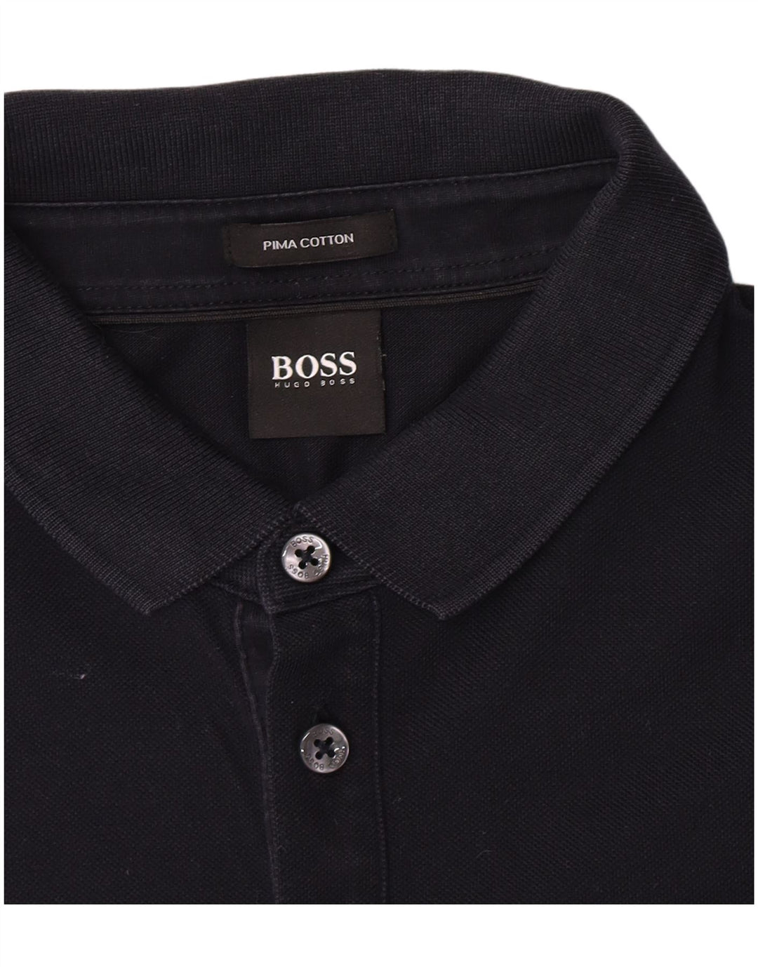 Hugo Boss Mens Long Sleeve Polo Shirt Medium Navy Blue Cotton