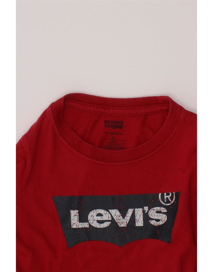 LEVI'S Girls Graphic Top Long Sleeve 4-5 Years Red