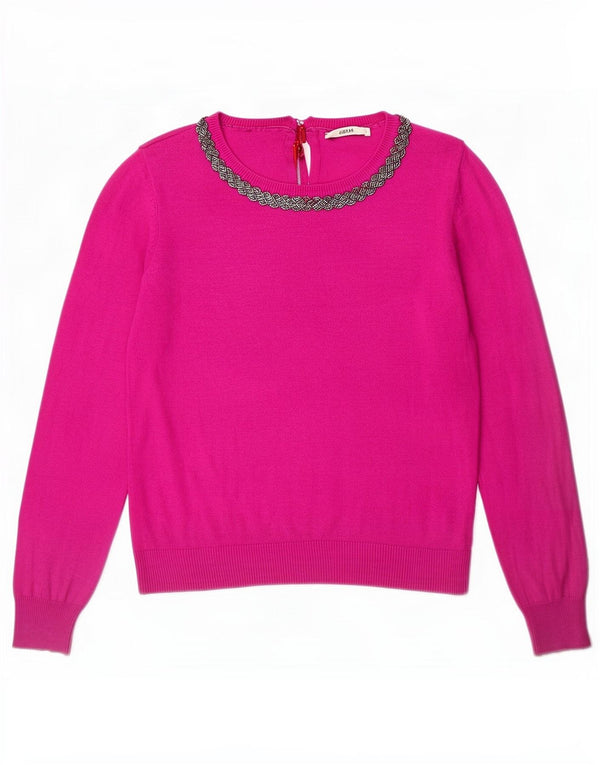 Maglione maglione con scollo a barca da donna Oasis UK 10 piccolo cotone viola