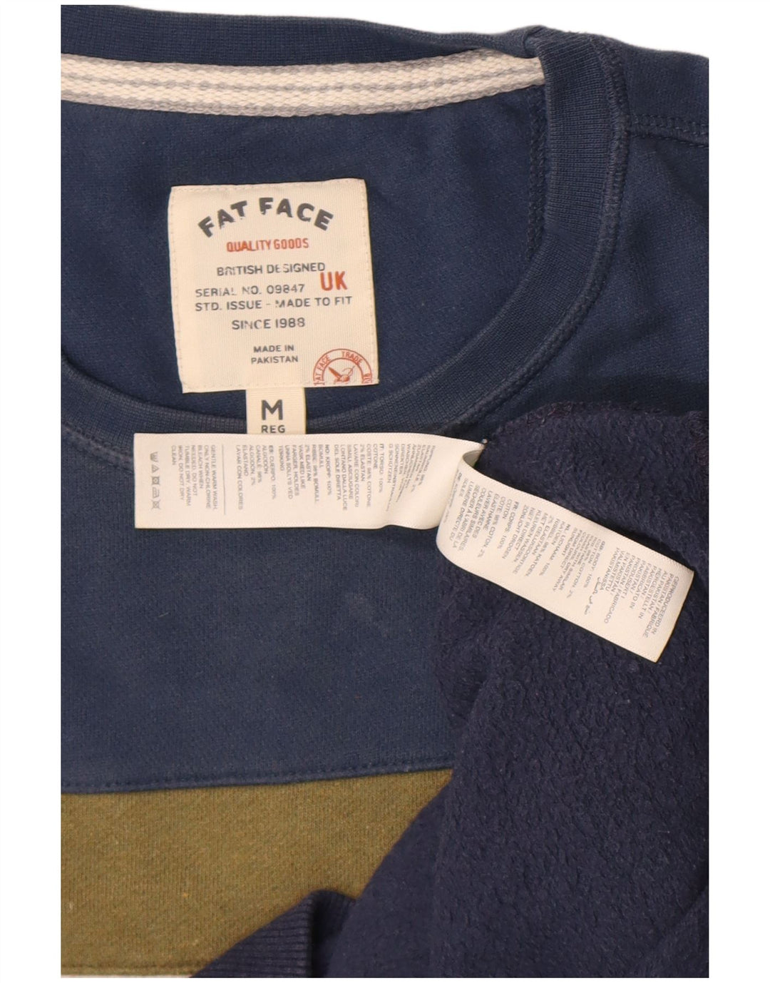 Felpa da uomo Fat Face Felpa media in cotone color block blu navy