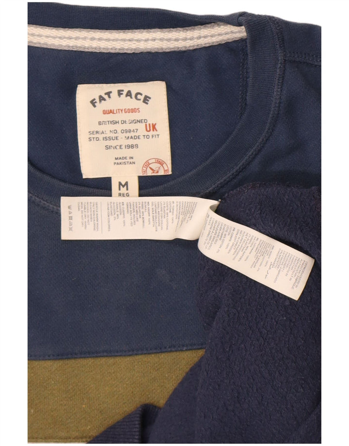 Felpa da uomo Fat Face Felpa media in cotone color block blu navy