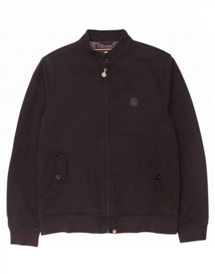 Pretty Green Herren Bomberjacke UK 40 Große schwarze Baumwolle