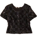 ROMAN Womens Crop Blouse Top UK 16 Large Black Check Polyester Vintage Roman and Second-Hand Roman from Messina Hembry 