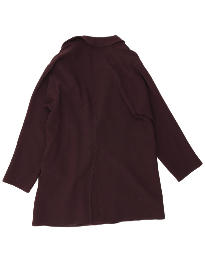 Reiss Womens Open Overcoat UK 6 XS Burgundy Wool