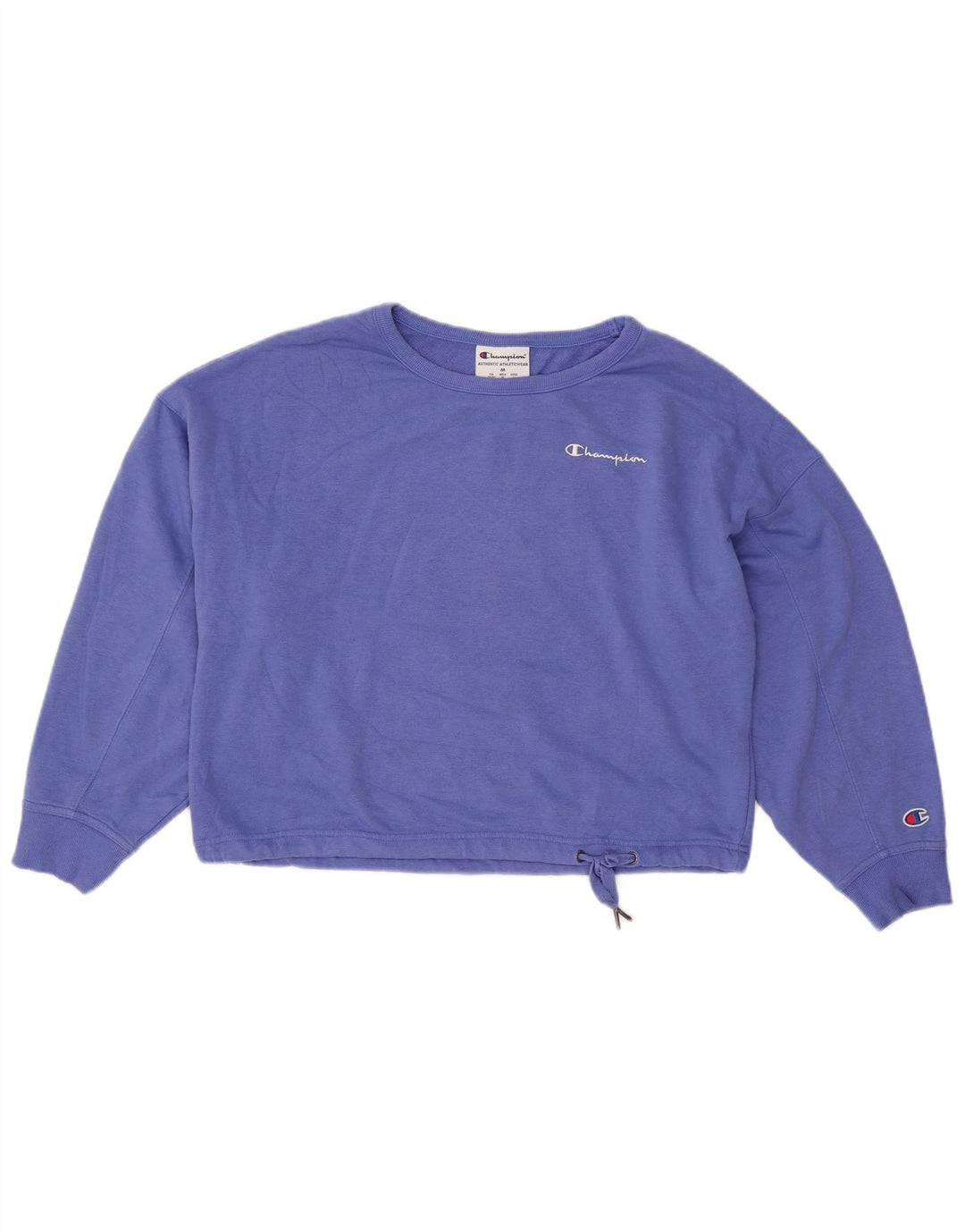 CHAMPION Womens Crop Oversized Sweatshirt Jumper UK 14 Medium Blue