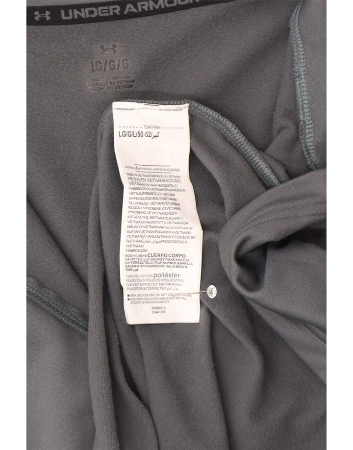 Under Armour Mens Zip Neck Pullover Tracksuit Top Large Grey Colourblock