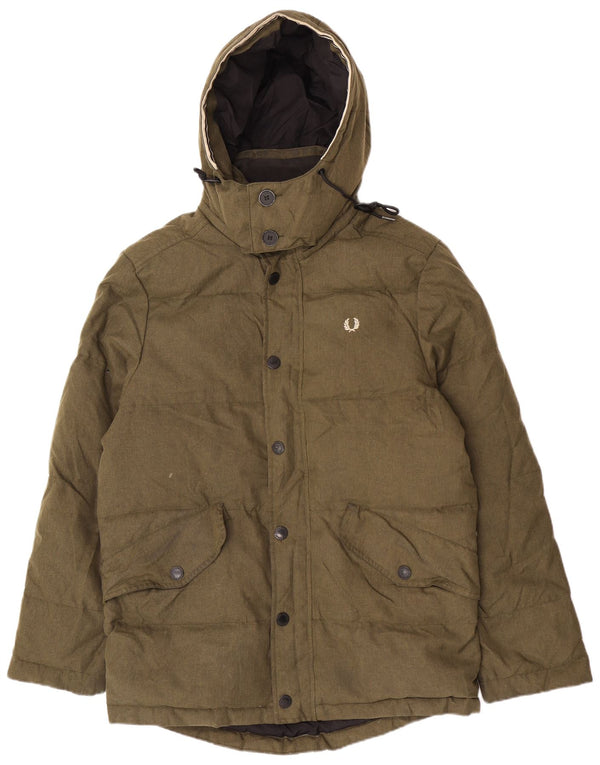 Fred Perry Veste matelassée à capuche pour homme UK 38 Kaki moyen