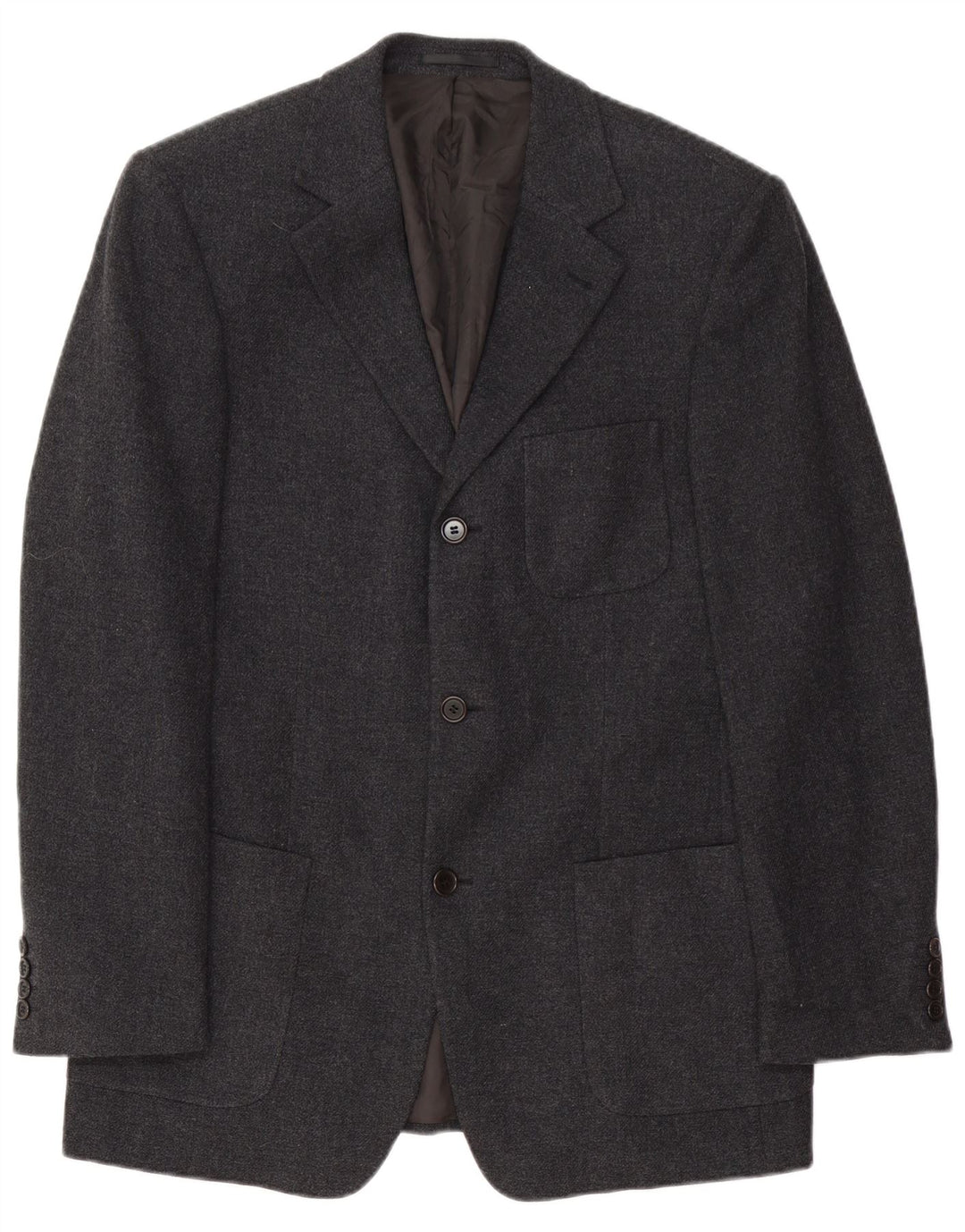 Hugo Boss Mens 3 Button Blazer Jacket Size 098 Medium Grey Virgin Wool