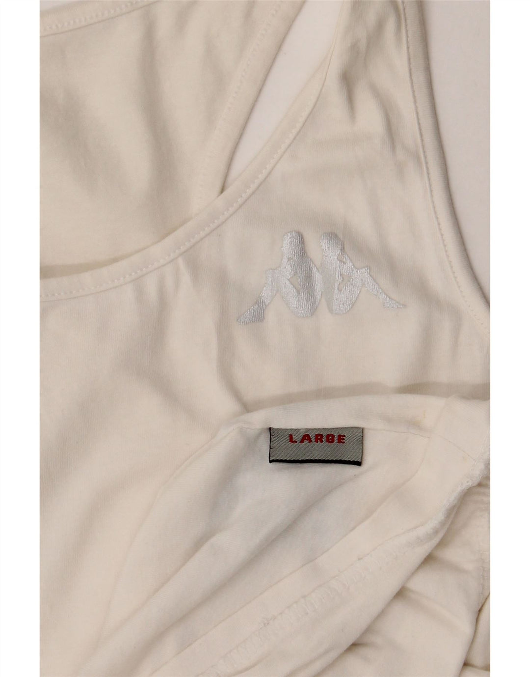 KAPPA Womens Vest Top UK 14 Large White Cotton