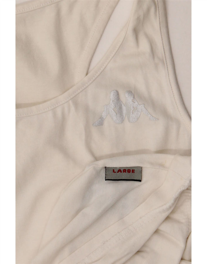 KAPPA Womens Vest Top UK 14 Large White Cotton