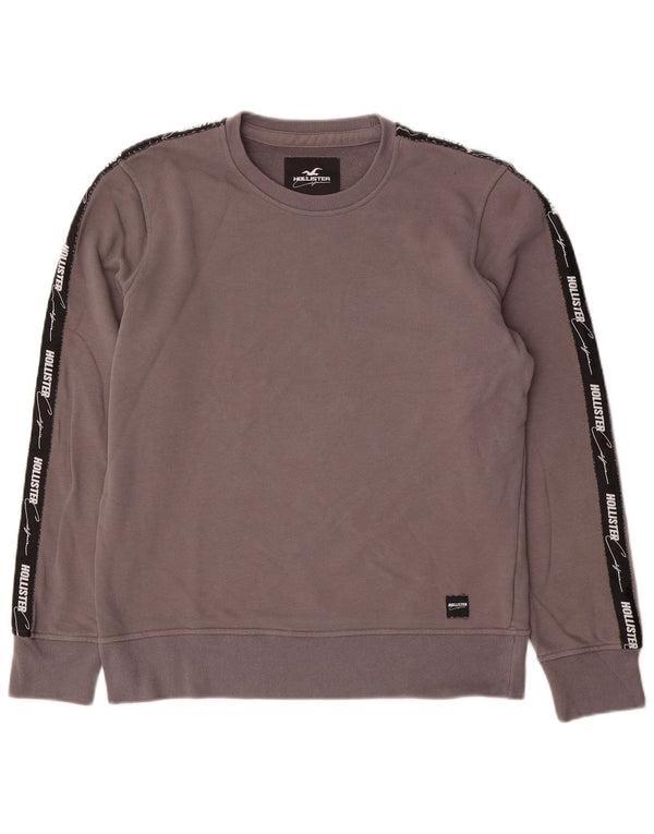 Hollister Mens Graphic Sweatshirt Jumper Small Grey Colourblock Cotton