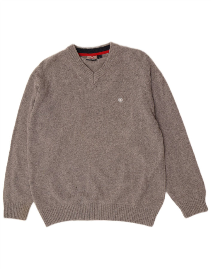Maglione da uomo con scollo a V Murphy & Nye, grande lana grigia