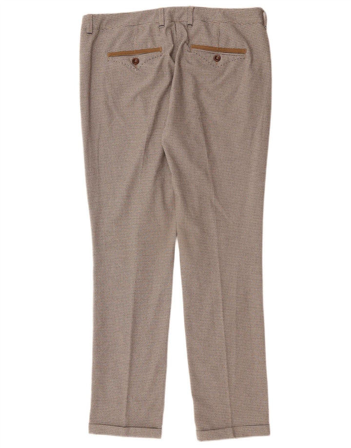 Trussardi Womens Straight Suit Trousers IT 44 Medium W34 L30 Brown Check