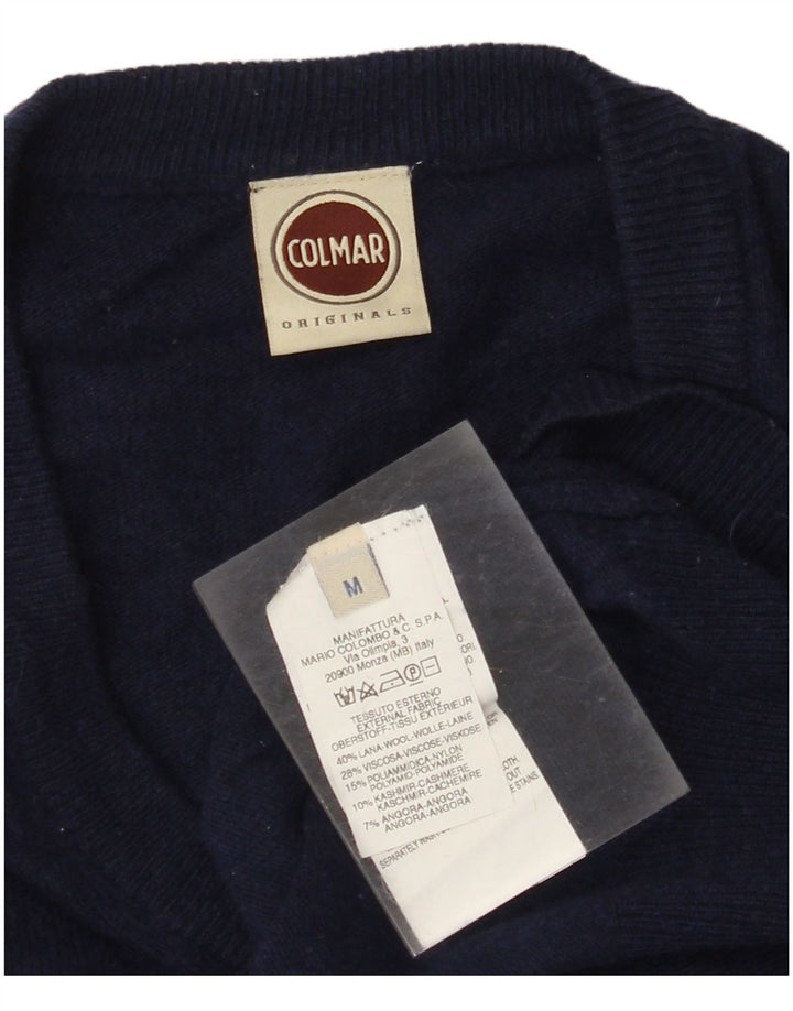 Colmar Womens V-Neck Jumper Sweater UK 14 Medium Navy Blue Wool