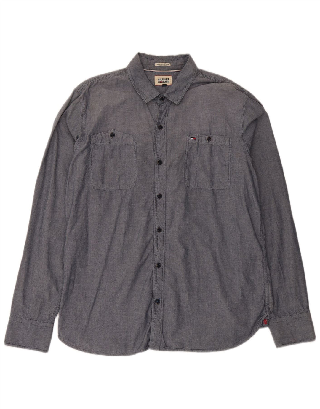 TOMMY HILFIGER Mens Shirt XL Navy Blue Cotton