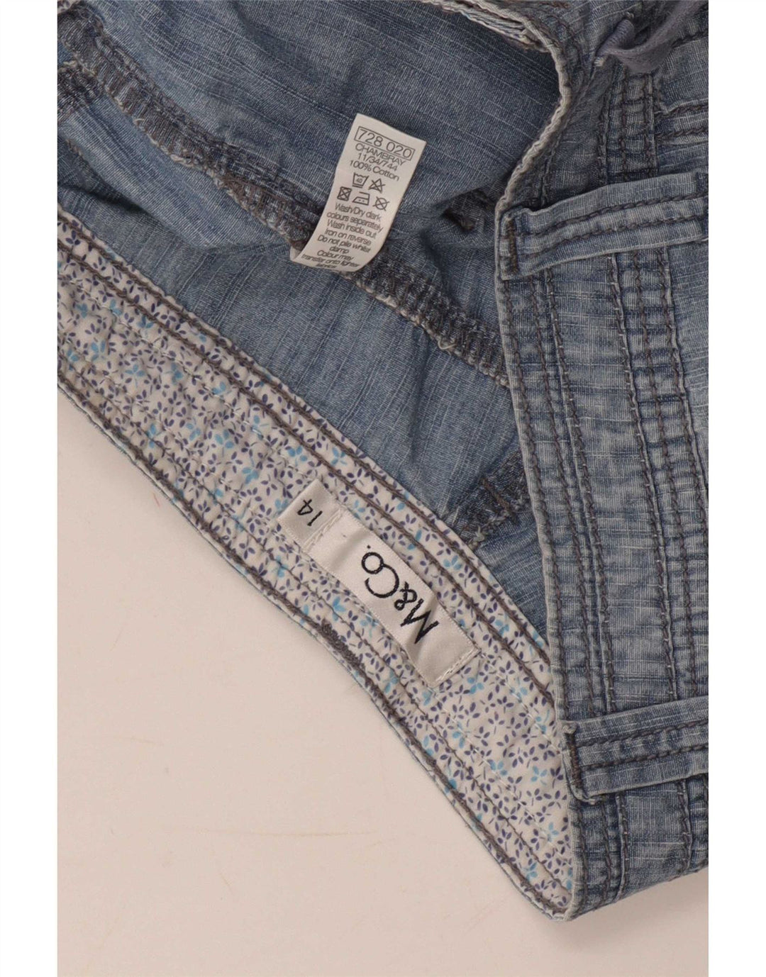 M&Co Womens Bermuda Shorts UK 14 Large W32 Blue Cotton