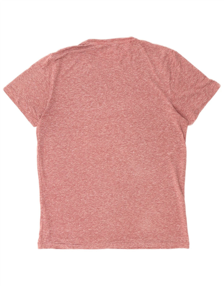 JACK & JONES Mens Graphic T-Shirt Top Medium Burgundy Flecked Polyester