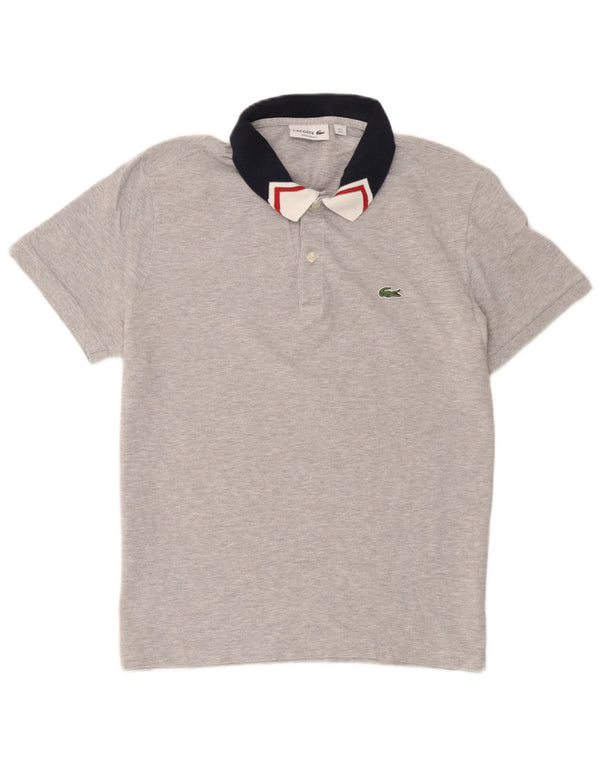 Camisa polo masculina Lacoste Regular Fit Rugby tamanho 5 grande bloco cinza
