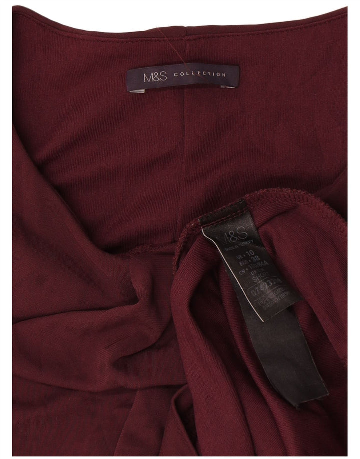 Marks & Spencer Womens Long Sleeve Shift Dress UK 10 Small Burgundy