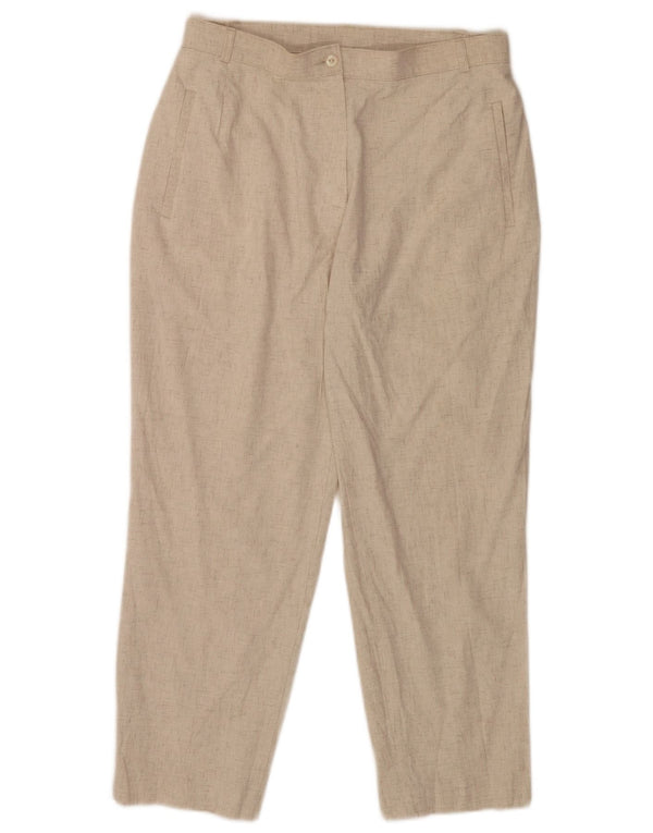 Marks & Spencer Womens Tapered Casual Trousers UK 14 Medium W30 L26 Beige