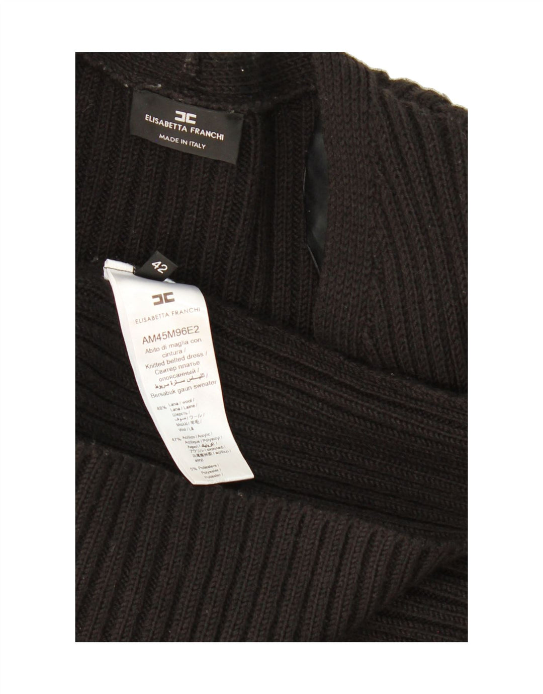 ELISABETTA FRANCHI Womens Jumper Dress IT 42 Medium Black Wool Vintage Elisabetta Franchi and Second-Hand Elisabetta Franchi from Messina Hembry 