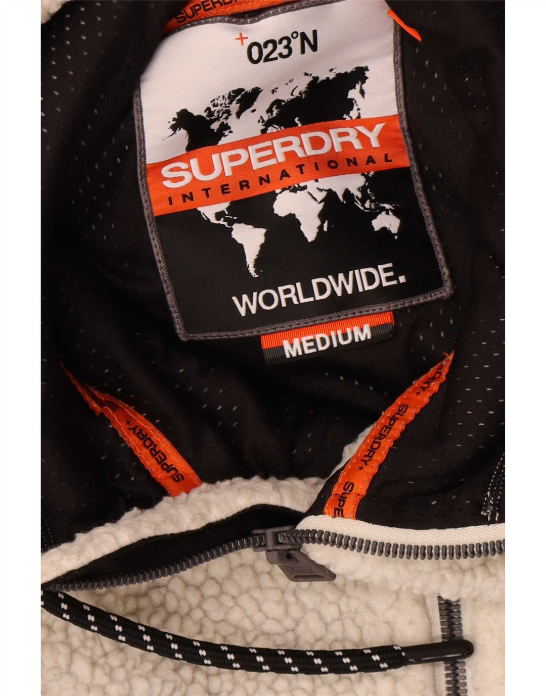 Giacca in pile con cappuccio da uomo Superdry UK 38 poliestere bianco sporco medio