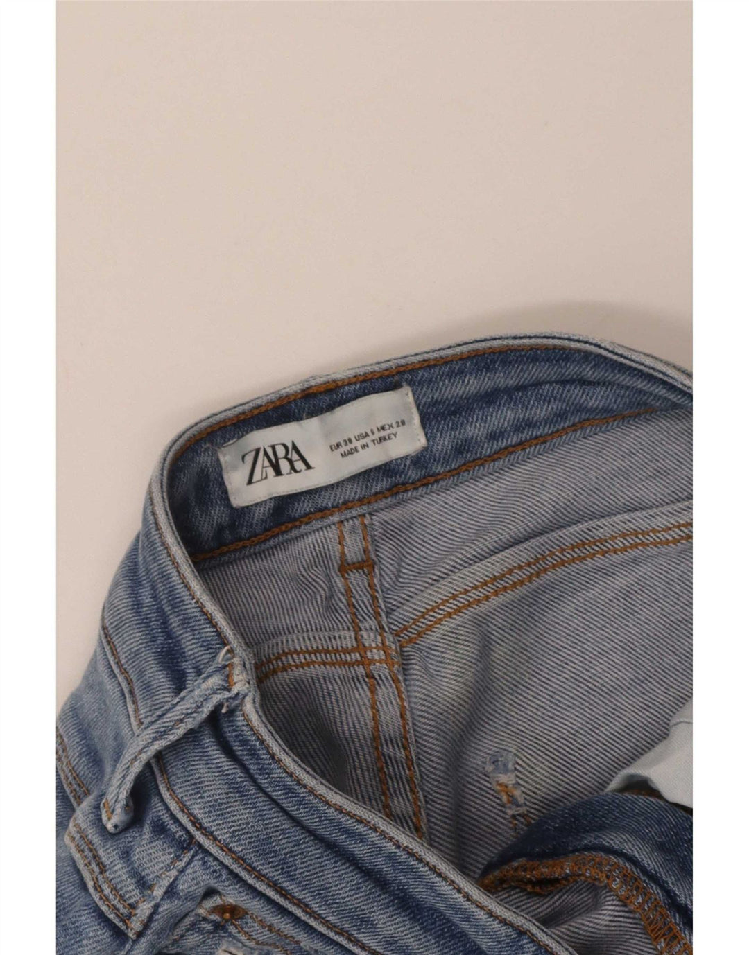 Zara Womens Distressed Slim Jeans EU 38 Small W28 L26 Blue