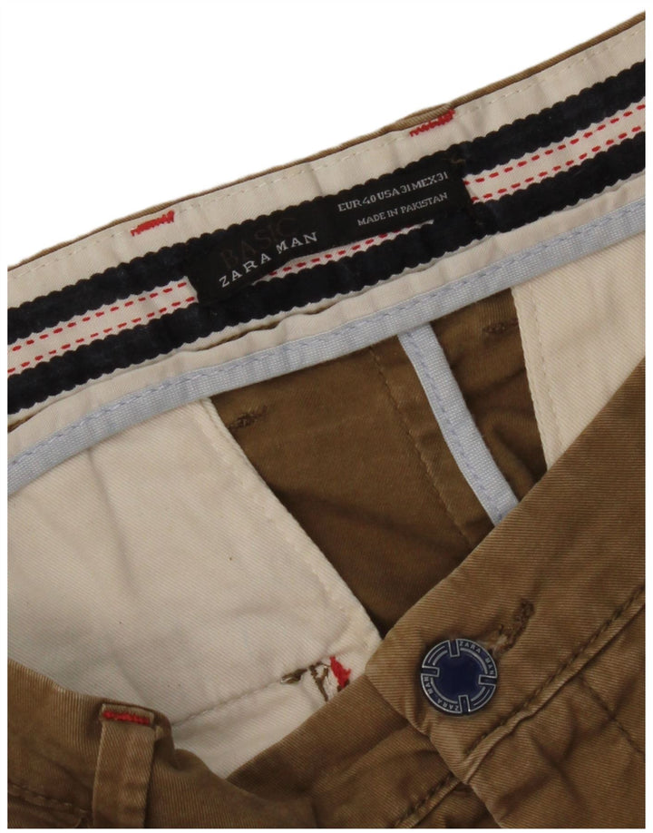 Zara Mens Slim Chino Trousers EU 40 Medium W31 L33 Brown