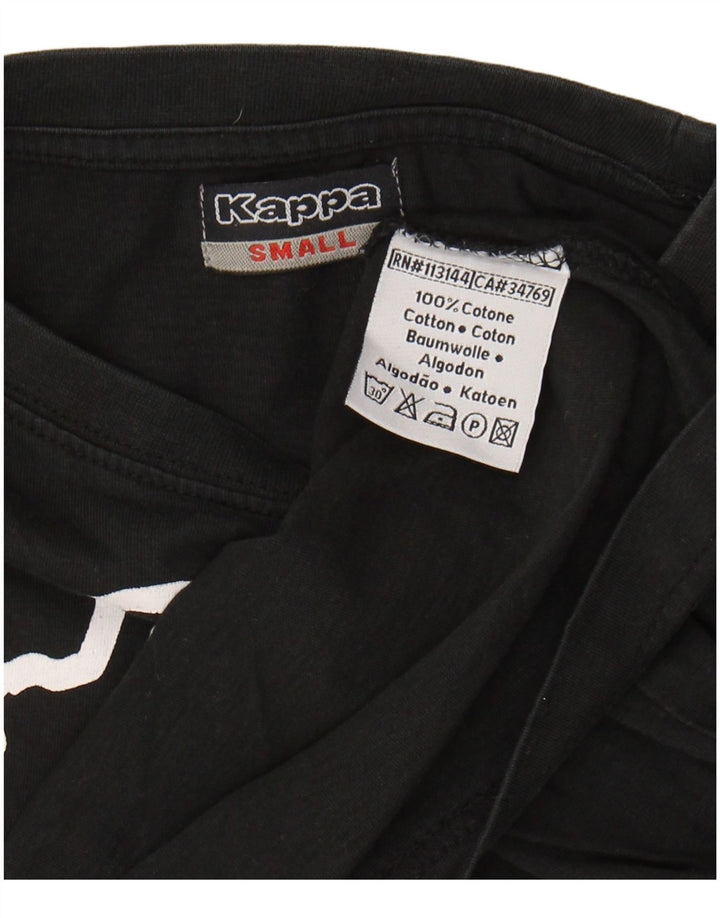 KAPPA Mens Graphic T-Shirt Top Small Black Cotton