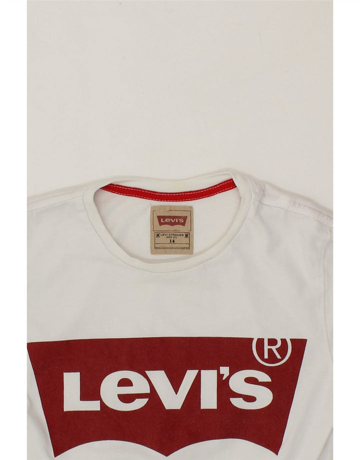 LEVI'S Boys Graphic Top Long Sleeve 13-14 Years White Cotton Vintage Levi's and Second-Hand Levi's from Messina Hembry 