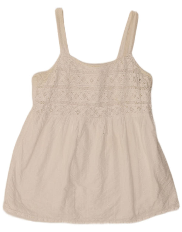 Fat Face Damen Cami Top UK 18 XL Weiße Baumwolle
