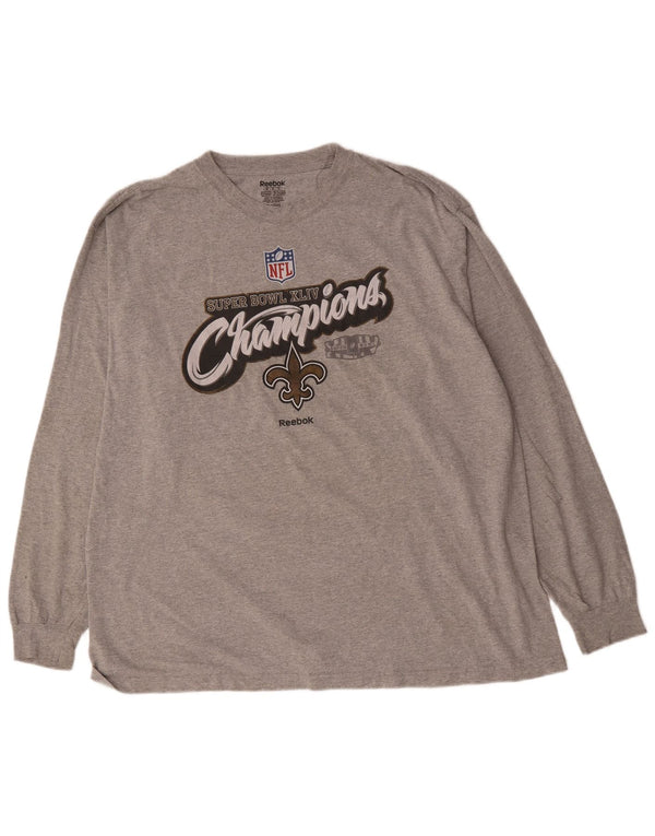Reebok Haut à manches longues New Orleans Saints Graphic pour homme 2XL Gris moucheté