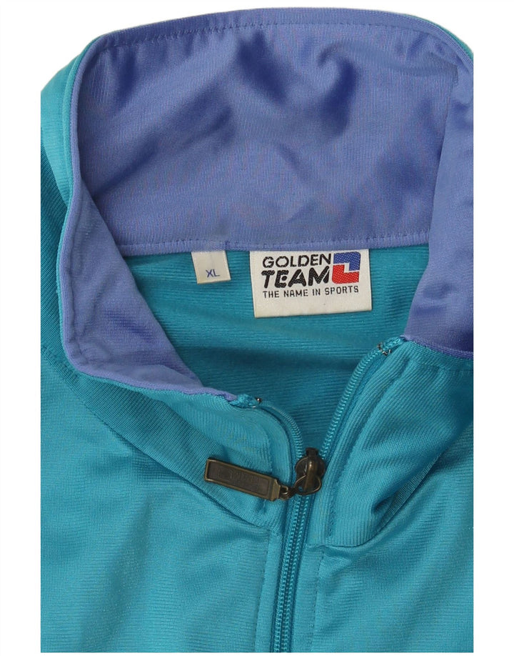 Golden Team Mens Tracksuit Top Jacket XL Blue Colourblock Polyester