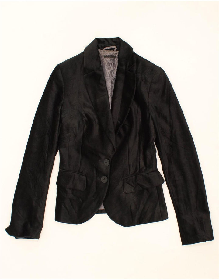 SISLEY Womens 2 Button Blazer Jacket IT 38 XS Black Cotton Vintage Sisley and Second-Hand Sisley from Messina Hembry 