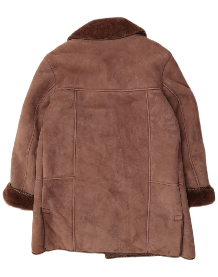 Nurseys Mens Shearling Overcoat UK 36 Small Brown Sheepskin