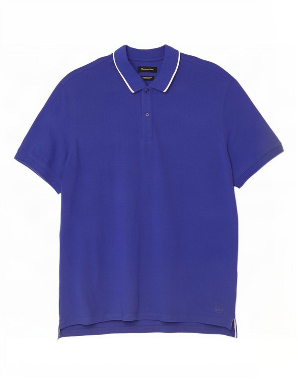 Massimo Dutti Herre Polo Shirt 2XL Blå Bomuld