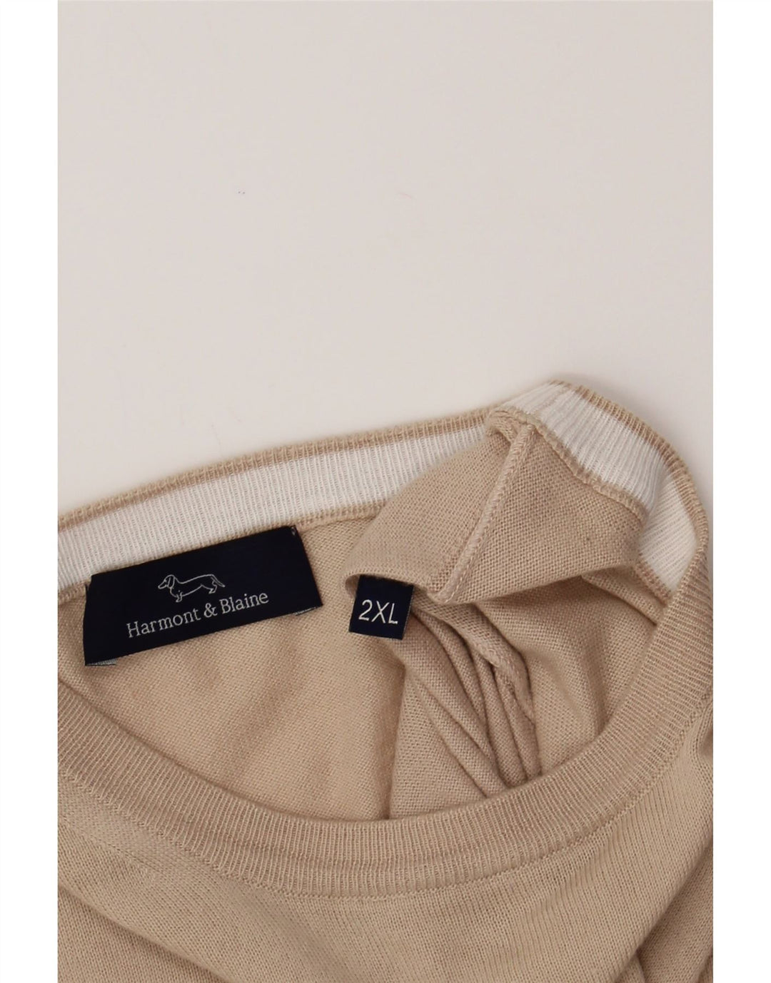 HARMONT & BLAINE Mens Crew Neck Jumper Sweater 2XL Beige Cotton Vintage Harmont & Blaine and Second-Hand Harmont & Blaine from Messina Hembry 