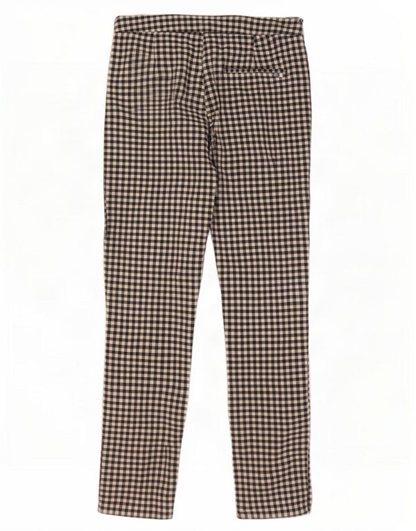 Calça feminina Zara Slim Cropped Médio W28 L26 Preto Gingham Algodão