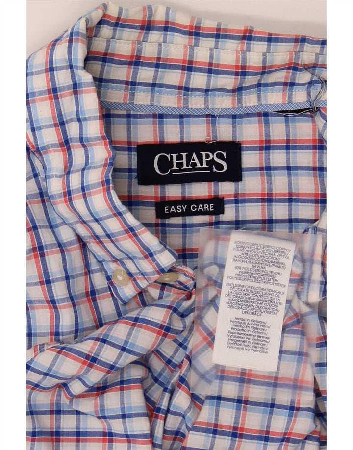 Chaps Mens Short Sleeve Shirt Large Blue Check Cotton