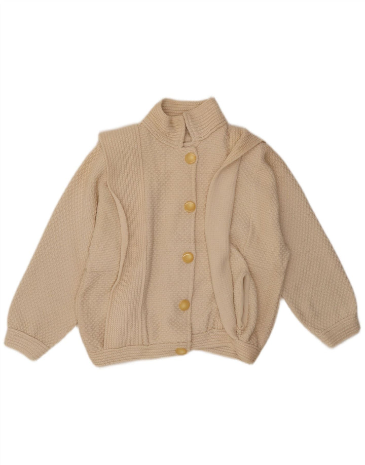 VINTAGE Dame Cardigan Sweater UK 14 Medium Beige