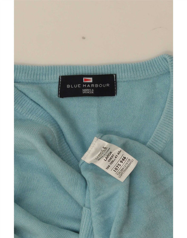Marks & Spencer Mens Blue Harbour V-Neck Jumper Sweater Large Acrylic